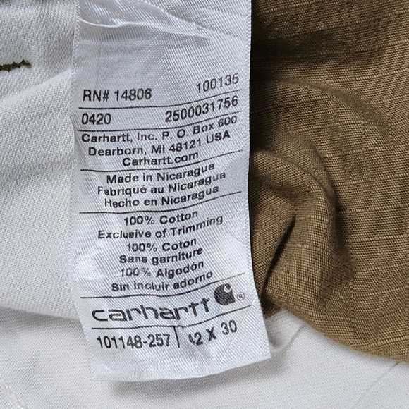 Carhartt Force Relaxed Fit Khaki Tan Cargo Pants Ripstop Men's Size 42x30 - Picture 8 of 10